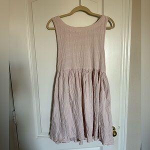 VGUC free people I’m still obsessed mini dress in salt small pale pink pockets